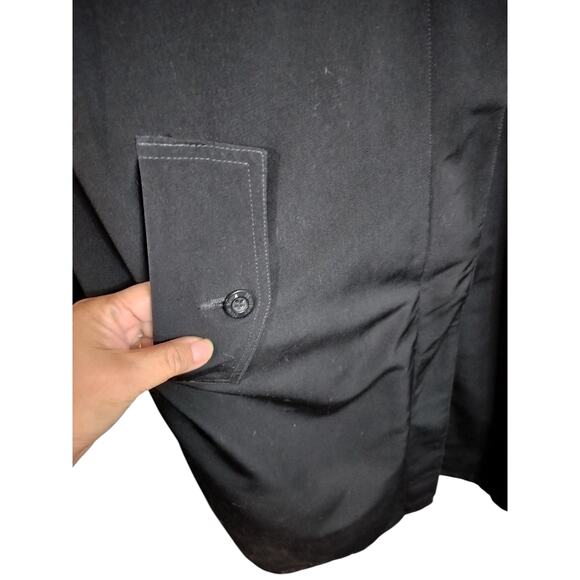 4410)Vtg 80s New York Harbor  Andrea Black Velvet Hooded Removable Liner Coat 16 - Picture 3 of 12